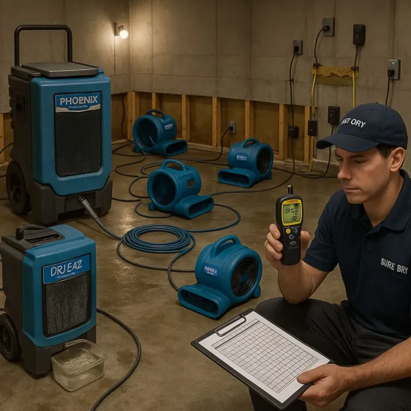 Structural Drying and Dehumidification process in San Luis, AZ